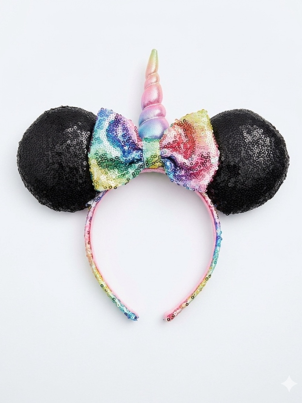 Disney Parks Minnie Mouse Unicorn Ears - Rainbow Sequin - Retired